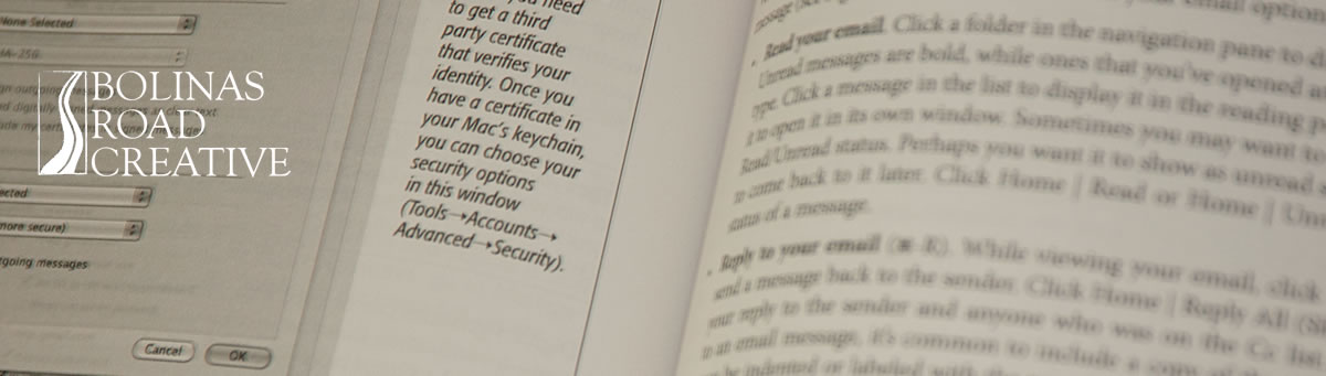 A book from the Missing Manual series is open, showing text, a screenshot and a caption.
